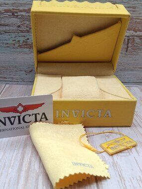 *EMPTY*  Invicta Watch Case Authentic Yellow Case Cleaning Rag Tag *EMPTY*